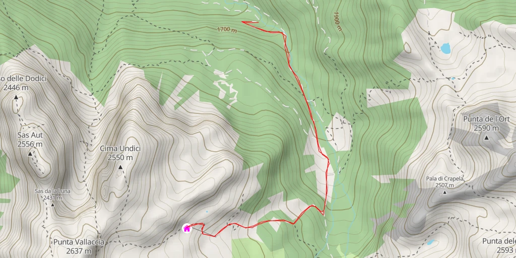 Map of the trail for Rifugio Vallaccia