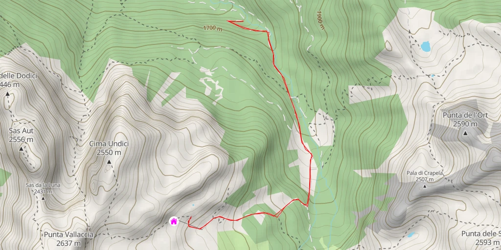 Carte de l'itinéraire :  x Sass Morin - senteiro forestale "I Cei"