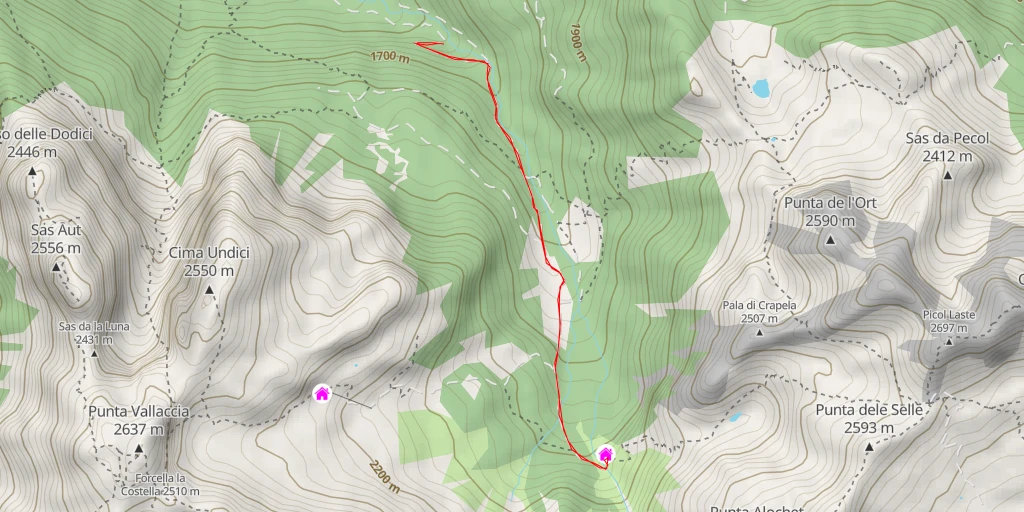 Carte de l'itinéraire :  Rifugio Taramelli