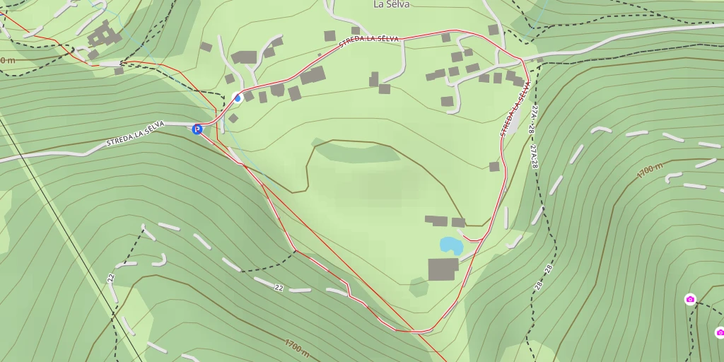 Map of the trail for Pozzamanigoni See - Streda La Sëlva