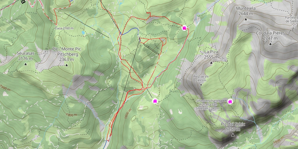 Map of the trail for Dolomites UNESCO Welterbeterrasse Mastlé - Dolomites UNESCO Balcone panoramico Mastlé