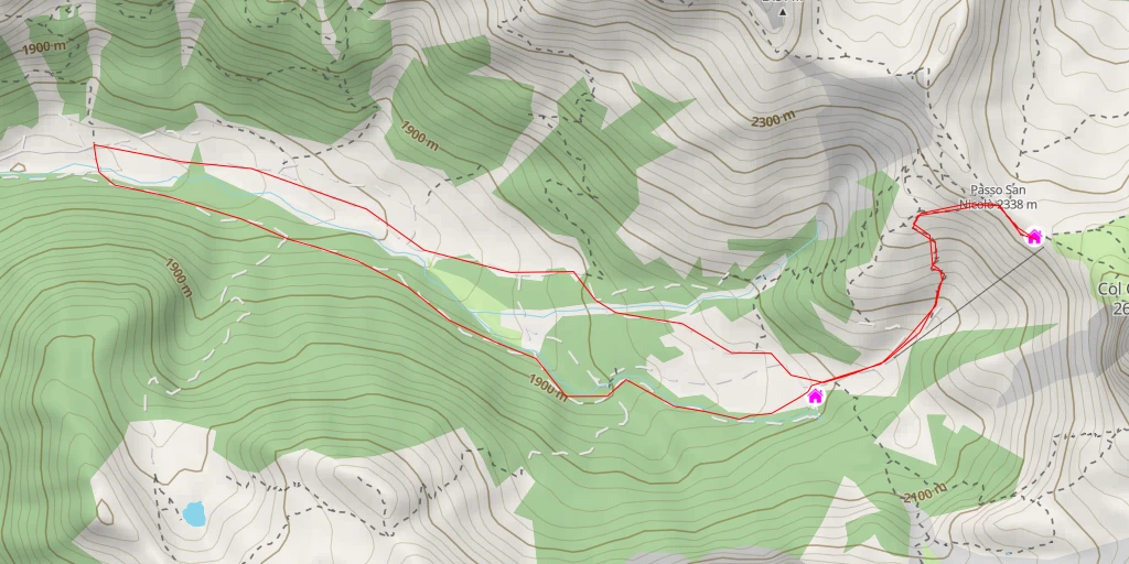 Carte de l'itinéraire :  Rifugio Passo di S. Nicolo