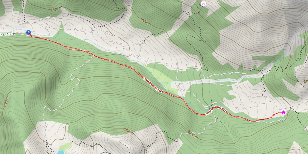 Map of the trail for Baita alle Cascate