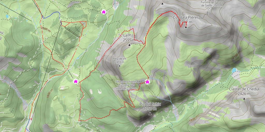 Map of the trail for Col dala Piëres