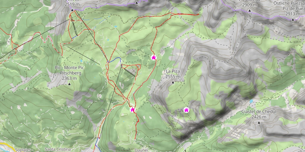 Map of the trail for Piza da la Creusc