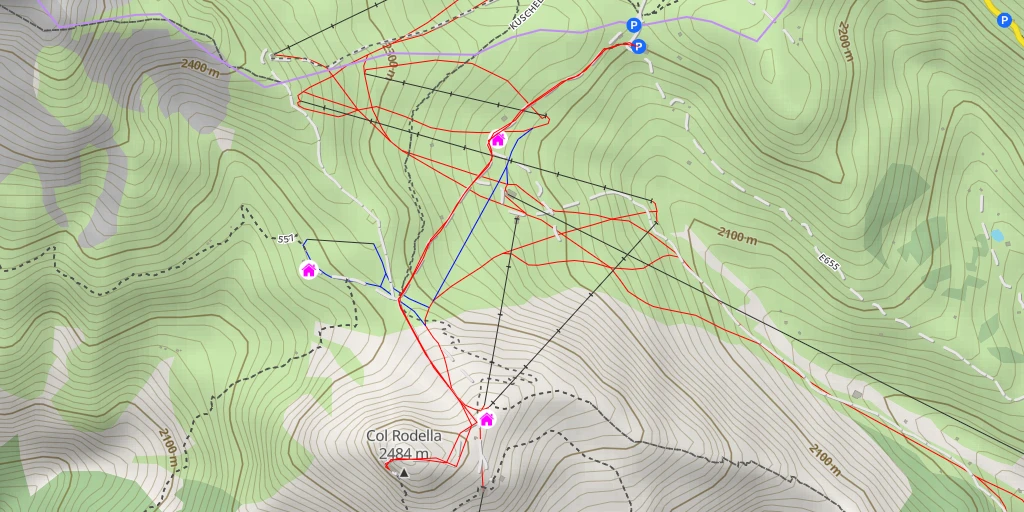 Map of the trail for Rif. Col Rodella