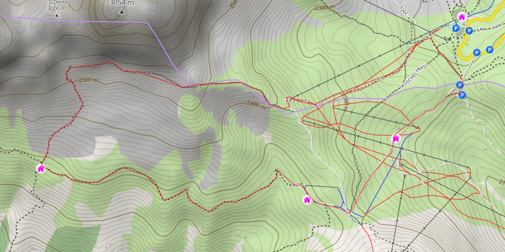 Carte de l'itinéraire :  Rifugio Sandro Pertini - Sentiero Forestale Toalet - Campitello di Fassa