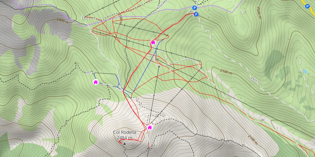 Carte de l'itinéraire :  Col Rodella