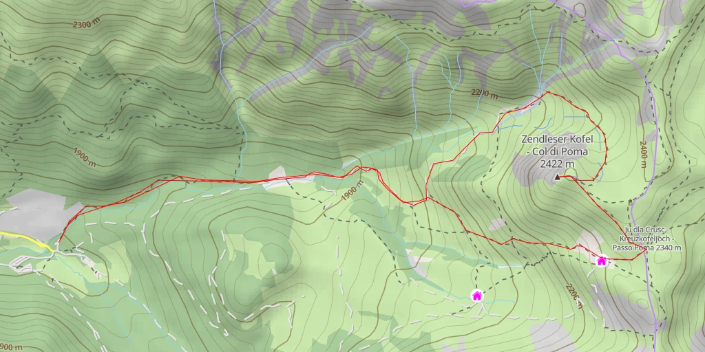 Carte de l'itinéraire :  Zendleser Kofel - Col di Poma