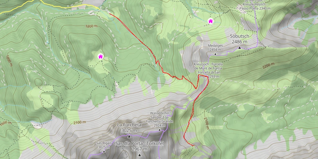 Carte de l'itinéraire :  Parch Natural Pöz-Odles - Naturpark Puez-Geisler - Parco Naturale Puez-Odle - Villnöß - Funes