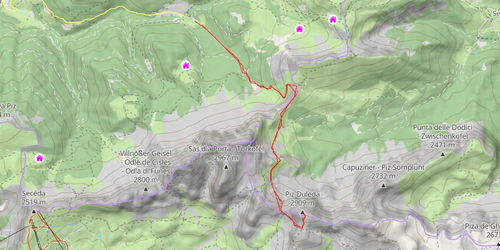 Carte de l'itinéraire :  Piz Duleda