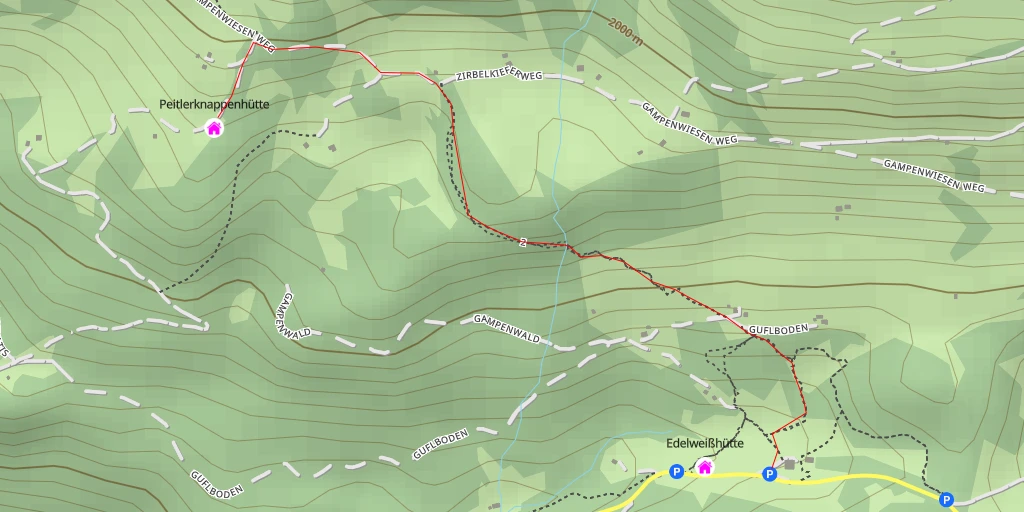 Carte de l'itinéraire :  Peitlerknappenhütte