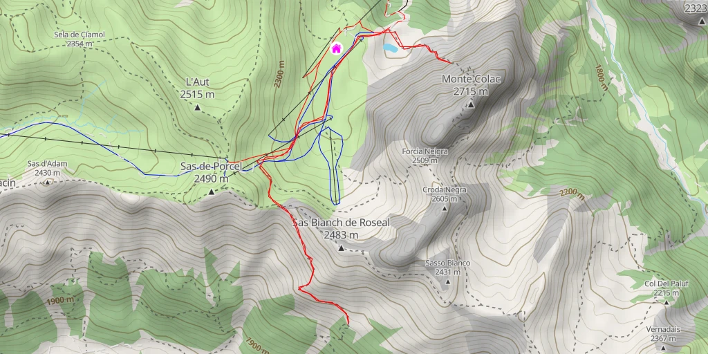 Carte de l'itinéraire :  Monte Colac