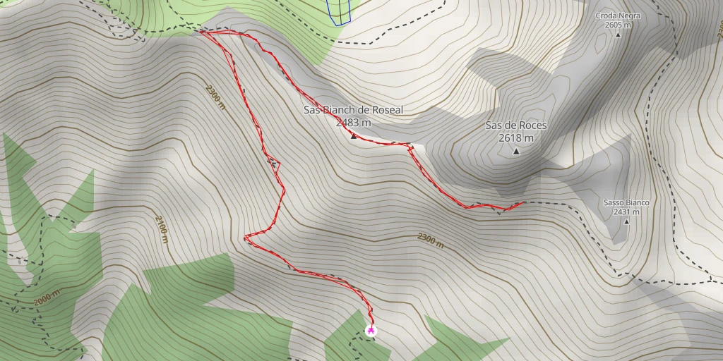 Map of the trail for Sas de Roces