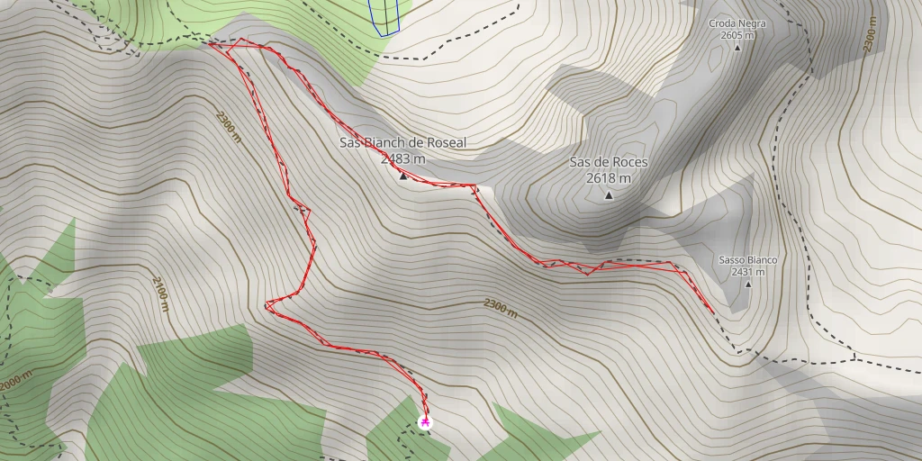 Carte de l'itinéraire :  Sasso Bianco