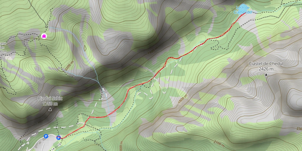 Map of the trail for Lech de Ciampedel