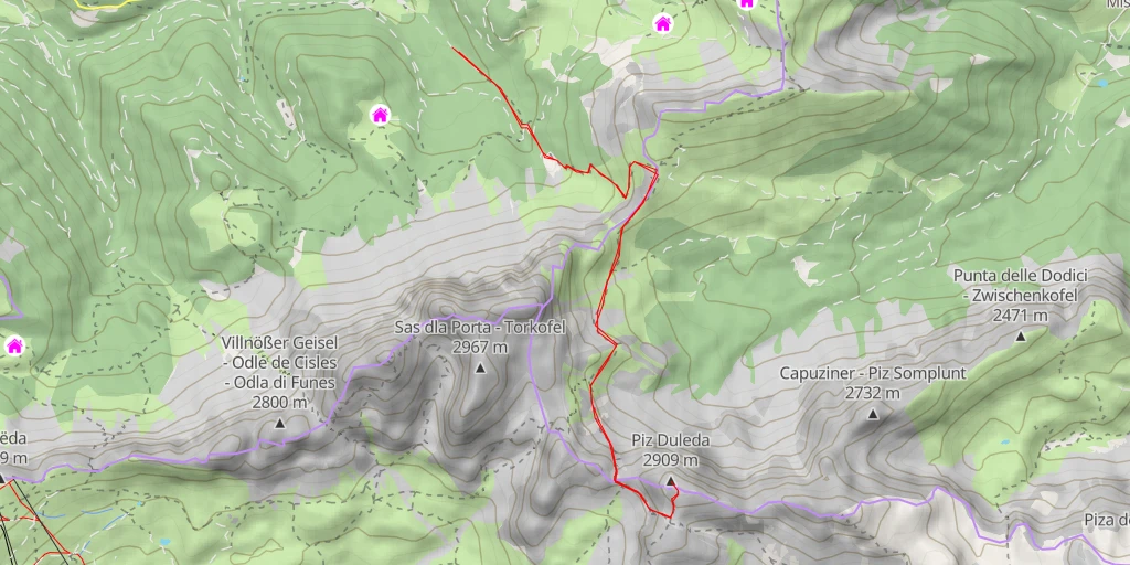 Carte de l'itinéraire :  Piz Duleda