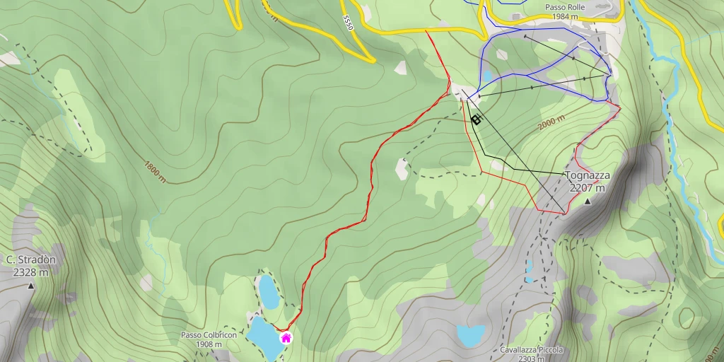 Carte de l'itinéraire :  Laghi di Colbricon