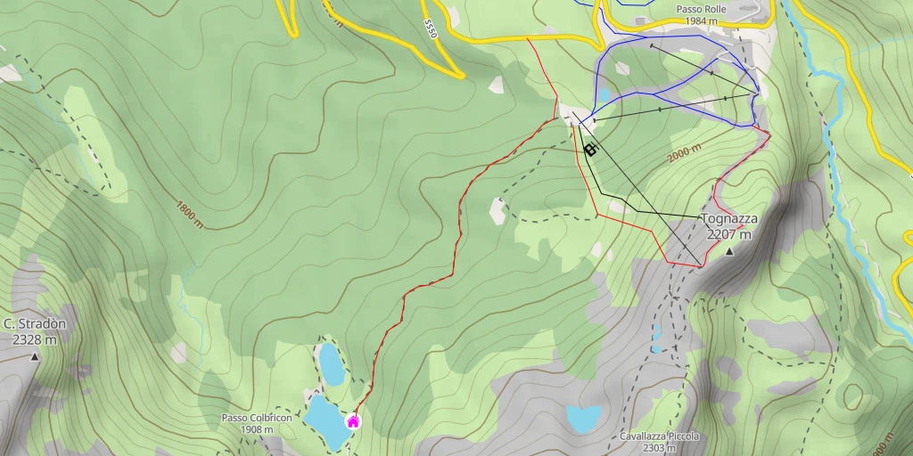 Map of the trail for Rifugio Laghi di Colbricon