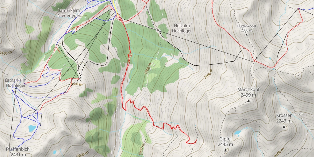 Map of the trail for Zillertaler Höhenstraße