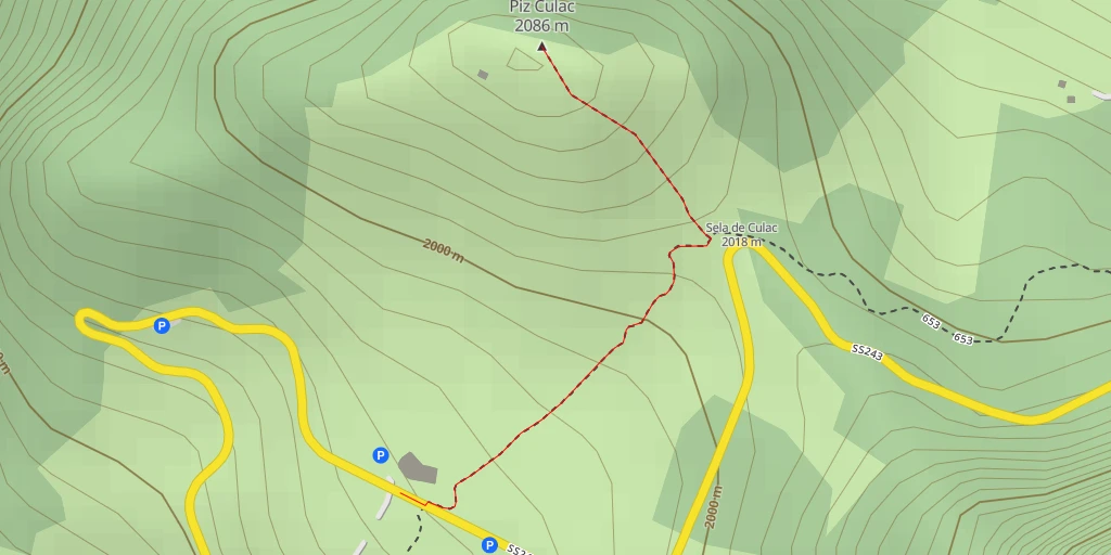 Carte de l'itinéraire :  Piz Culac