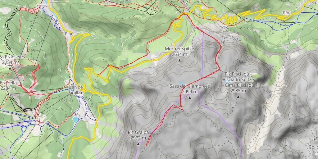 Map of the trail for Piz Gralba