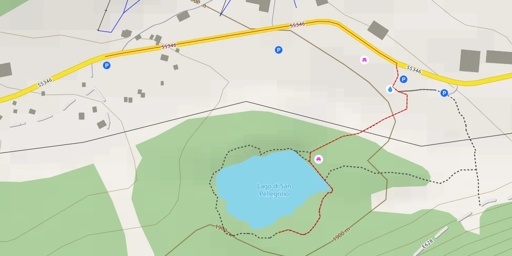 Map of the trail for Lago di San Pellegrino