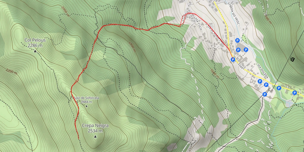 Map of the trail for Crepa Neigra