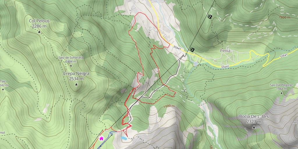 Map of the trail for Bacino ciampac - ciampac