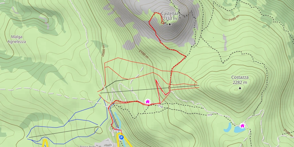 Map of the trail for Cristo Pensante - Primiero San Martino di Castrozza