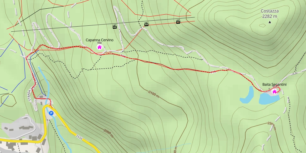 Map of the trail for Baita Segantini