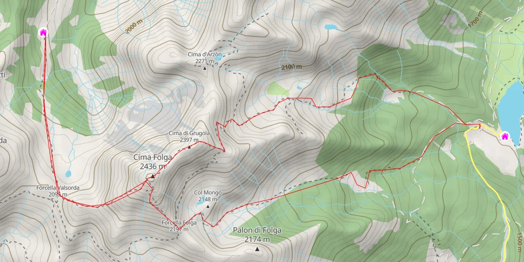 Carte de l'itinéraire :  Malga Valsorda