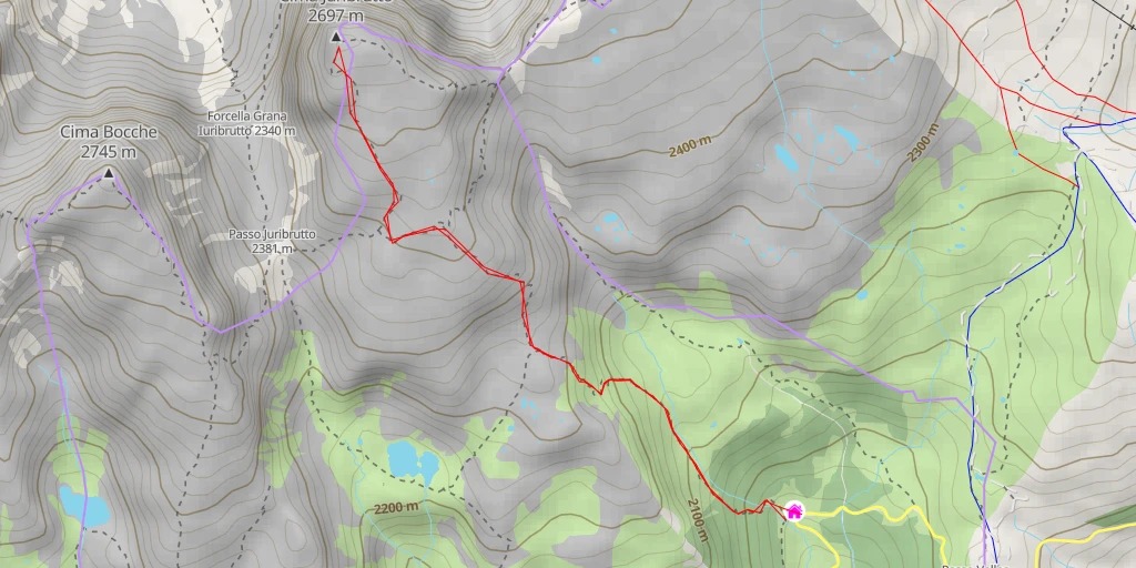 Carte de l'itinéraire :  Cima Juribrutto