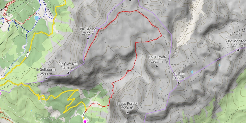 Map of the trail for Piz Sëlva