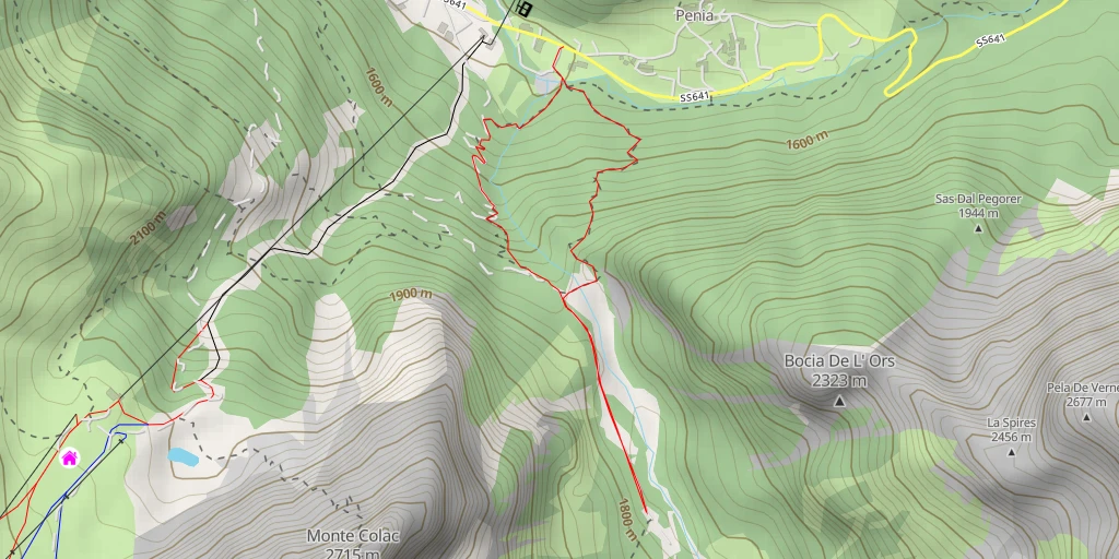 Map of the trail for Sentiero per contrin