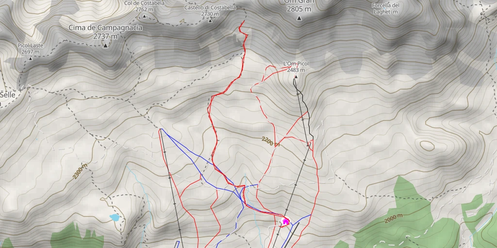 Map of the trail for Punta de le Valate