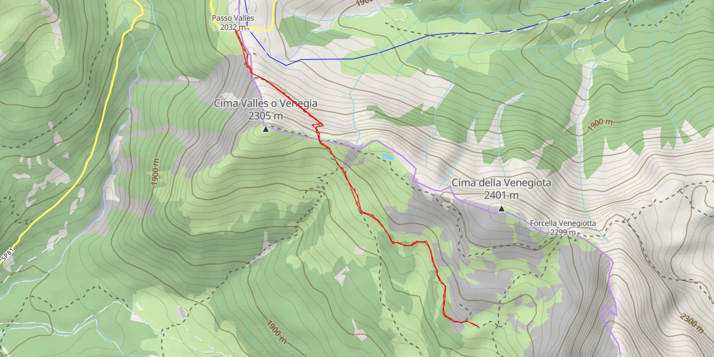 Carte de l'itinéraire :  Baito Busa dei Laibi - Strada Val Venegia