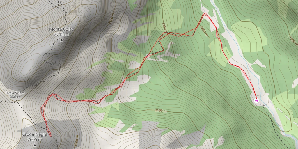 Carte de l'itinéraire :  Croda Negra