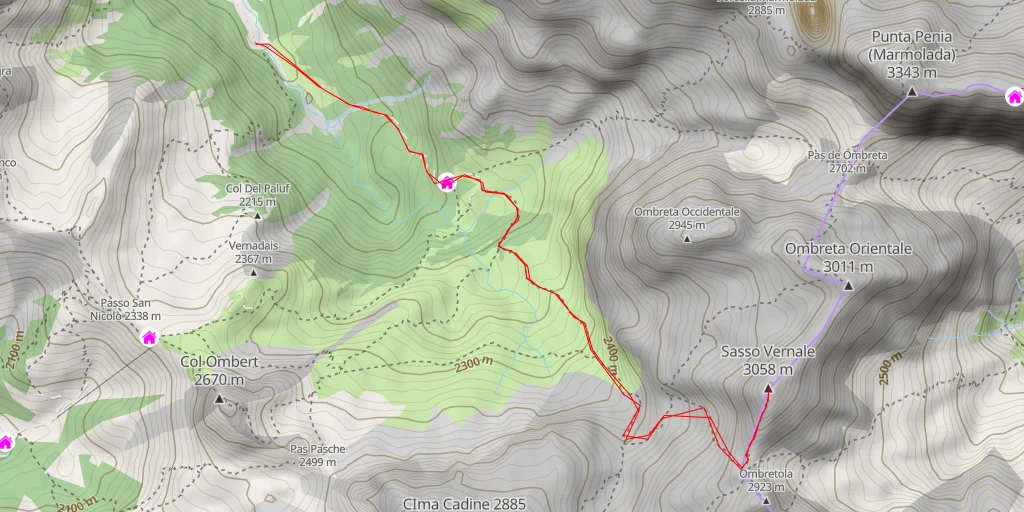 Map of the trail for Sasso Vernale