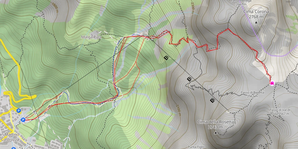 Carte de l'itinéraire :  Rifugio Rosetta "Giovanni Pedrotti"