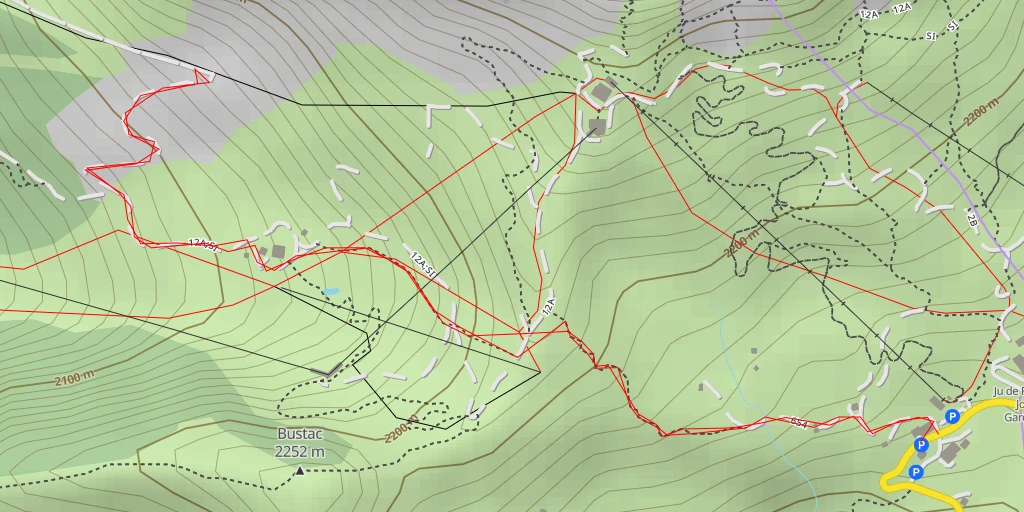 Map of the trail for Ciampanil de Cuecenes