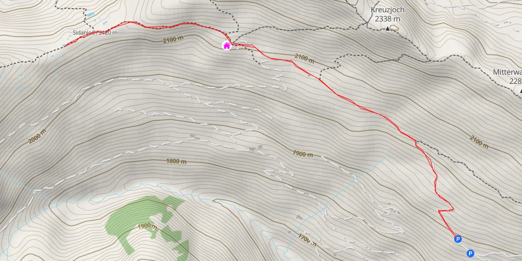 Map of the trail for Bergweg zum kleinen Gilfert - Fügenberg