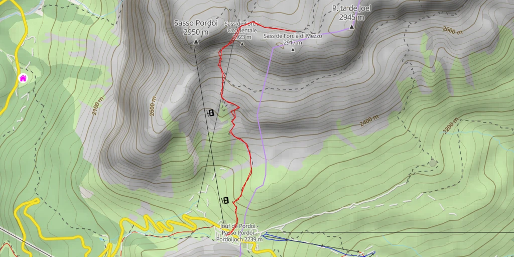 Map of the trail for Sass de Forcia di Mezzo