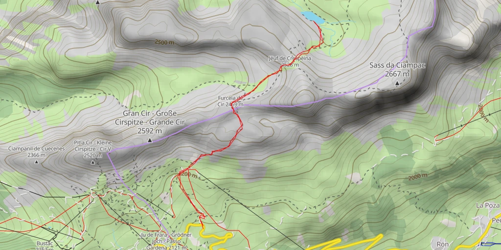 Map of the trail for Lech de Crespëina