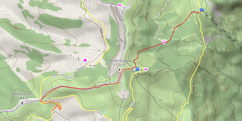 Carte de l'itinéraire :  Strada Provinciale 148 Cadorna - Strada Provinciale 148 Cadorna