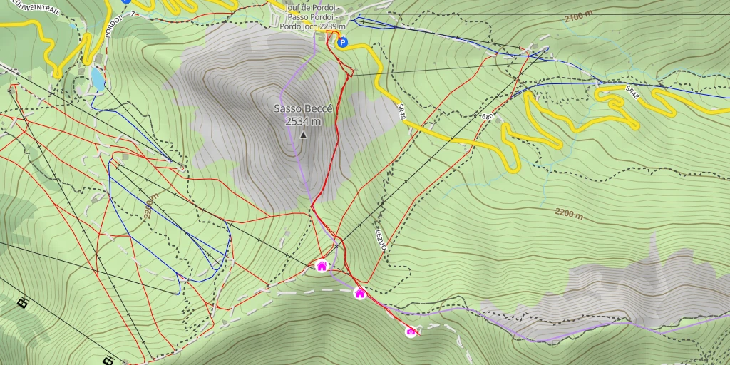 Carte de l'itinéraire :  Rifugio Baita Fredarola - Canazei