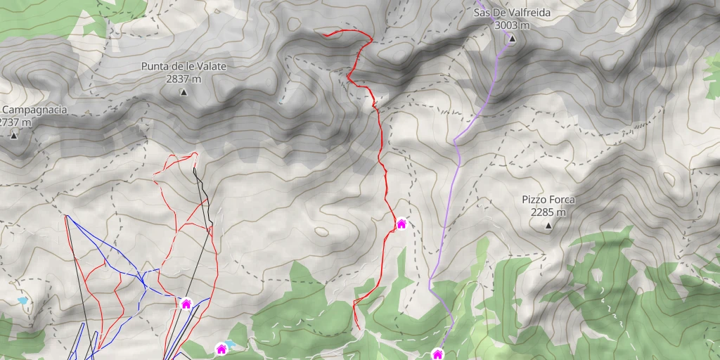 Map of the trail for Cima Cadine