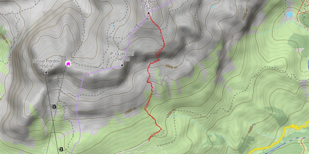 Carte de l'itinéraire :  Piz Boè