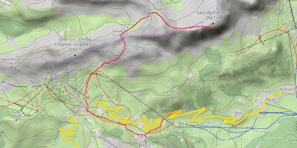 Map of the trail for Sass da Ciampac