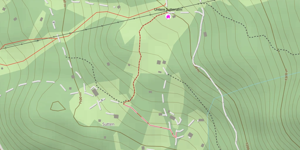 Map of the trail for Untere Suttenalm